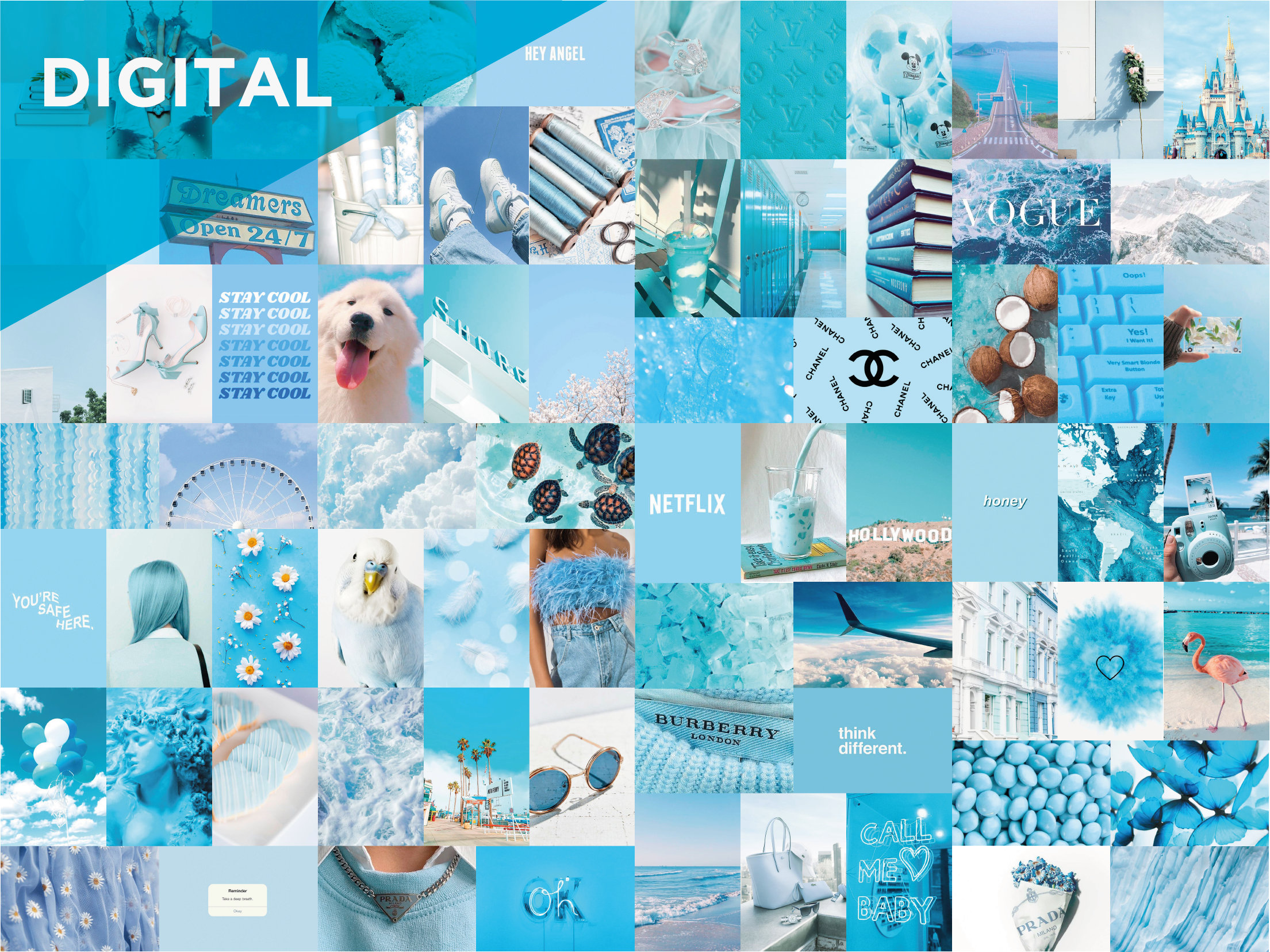 72 Pcs Blue Collage Kit Wall Collage Kit Collage Kit Wall Etsy