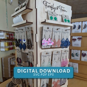 Laser Cut Earring Stand for dangles and studs - Retail Stationary or Lazy Susan style - DIGITAL DOWNLOAD pdf eps svg glowforge laser