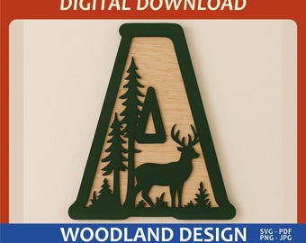 Woodland Animal Alphabet SVG: Forest Letter Laser Cut Files (Digital Download) A–Z Letter Bundle | A–Z Alphabet Bundle