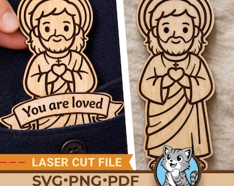 Tiny Jesus | Pocket Jesus SVG Laser Cut File | Christian Gift | Religious Easter Basket Stuffer | Mini Jesus Pocket Hug | Sunday School Gift