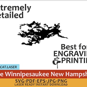 Lake Winnipesaukee New Hampshire Vektor für Druck oder Lasergravur. Hochwertiges Bild für Laser SVG, PDF, EPS, png und jpg Formate