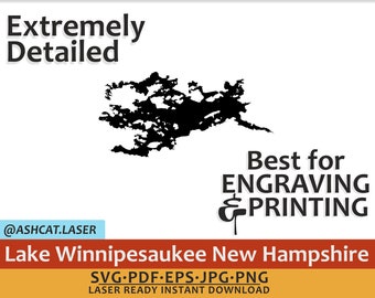 Lake Winnipesaukee New Hampshire Vector: Laser Engraving Print (Digital Download)