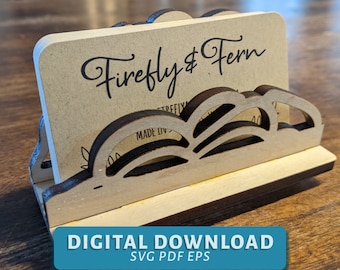 Business Card Holder - Carnation DIGITAL DOWNLOAD pdf eps svg glowforge laser silhouette