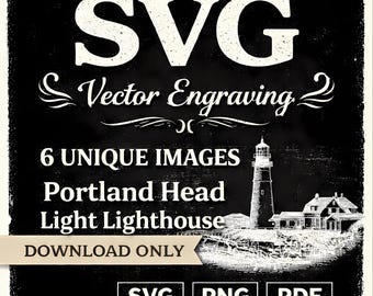 Portland Head Light SVG Bundle | Lighthouse Vector Engraving | 6 Unique Coastal Designs | Laser Cut & Engrave Files | Digital Download