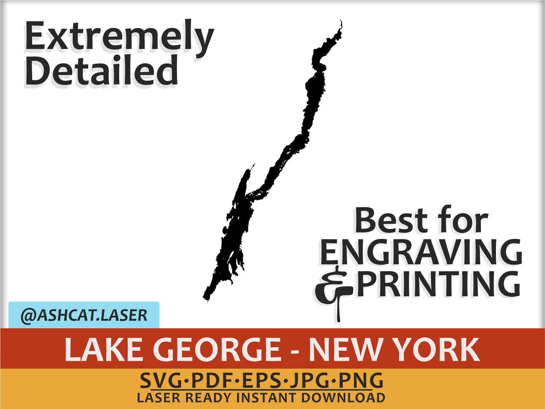 Lake George New York Vector: Laser Engraving & Print (digital Download ...