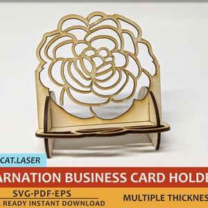 Support de carte de visite Carnation - Support de carte de visite laser pour Glowforge SVG, PDF et EPS