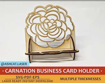 Carnation Business Card Holder: Laser Cut File (SVG, PDF, EPS)