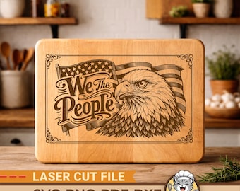 Patriotic We the People Engraving Design | Eagle Carved Artwork | Laser Cutting Board SVG PNG PDF | Charcuterie Patriotic | Patriotic svg
