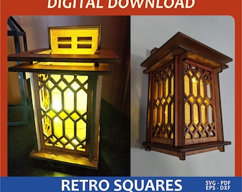 Craftsman Diamond Lantern – Laser Cut Light File SVG DXF PDF – Digital Download for Glowforge
