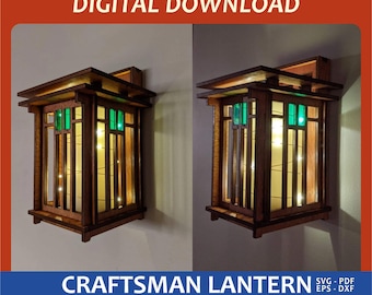 Craftsman Wall Lantern: Frank Lloyd Wright Style, Laser Cut File (Digital Download)