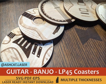 Instrument Coasters for Laser cutting and engraving - Glowforge SVG, PDF and EPS