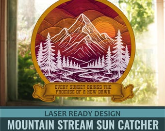 Mountain Sunset Suncatcher – Laser Cut Files (svg, dxf, dwg, pdf)