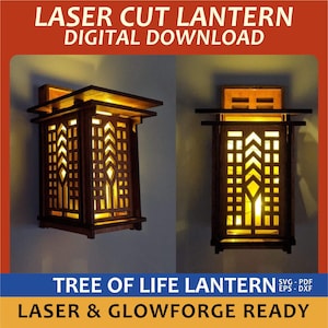 Tree of Life Wall Lantern for Candle – Digital Laser Cut File | Frank Lloyd Wright Inspired | Moderate Difficulty | SVG/DXF Glowforge & More
