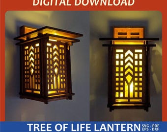 Tree of Life Lantern Laser Cut File: Frank Lloyd Wright Inspired (Digital Download)