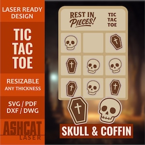 Skull & Coffin Tic Tac Toe Game Laser Cut File (Digital Download)