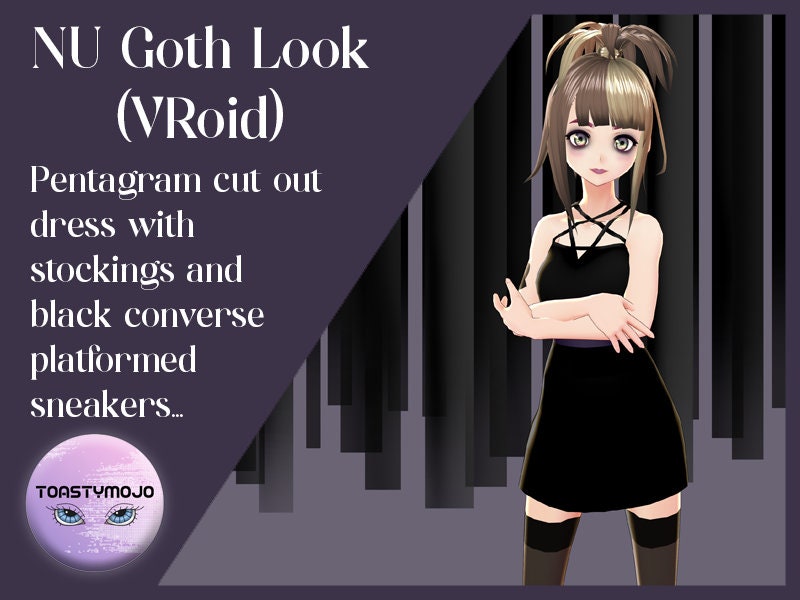 Vroid Avatar. Nu Goth Pentagram Dress and Split Dye Hair - Etsy