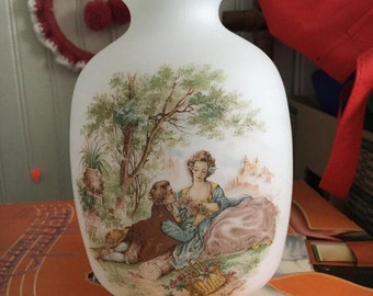1900s F R A N G O N A R D milk glass frosted vase