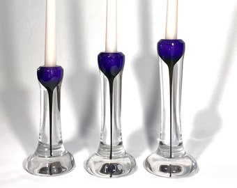 Glass candleholders handblown by S. Adams