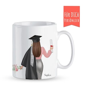 Tasse Abschluß bestanden, personalisiert nach deinem Wunsch* mit eigenem Text, Haarfarbe, Schärpe, Bachelor, Master, Abitur Ausbildung etc.