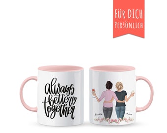 Beste Freundin Tasse personalisiert, Geschenk für die Freundin oder Schwester, personalized print rosa/schwarz oder rein weiße Tasse