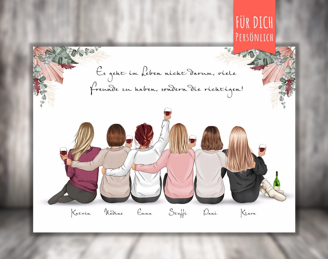 Poster “6 BFF Best Friends Sitting in Sweaters” Personalized Gift for ...