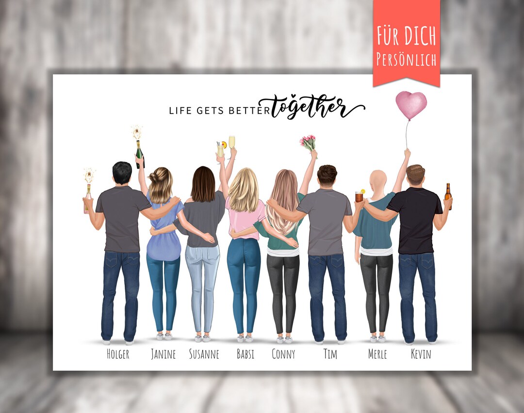 Poster “BFF 8 Best Friends” Personalized, Personalized Gift, Friends ...