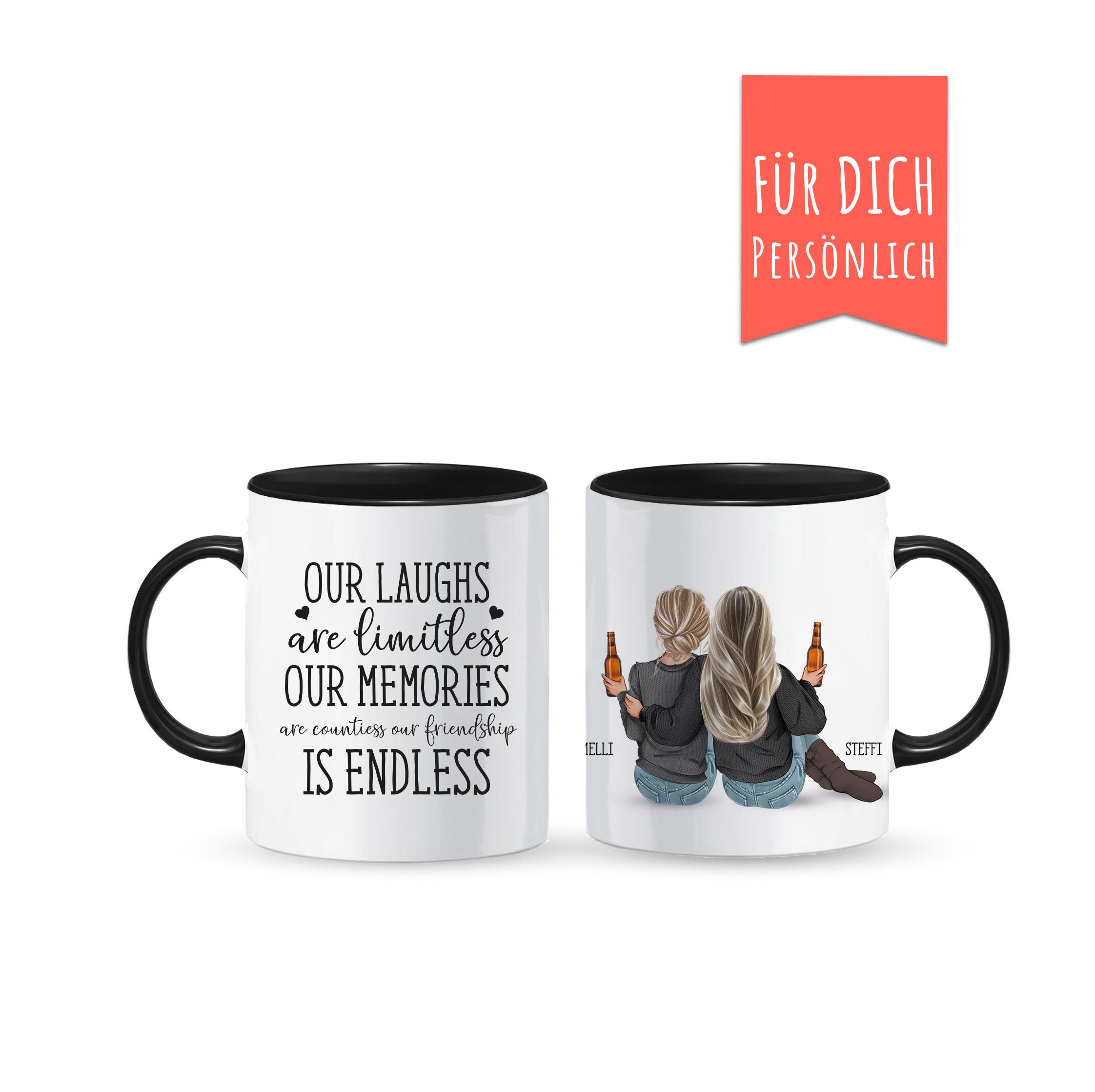2 Best Friends Mug Sitting Personalized, With Hairstyles