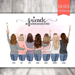 Póster "7 BFF Best Friends" regalo personalizado para amigos, mejores amigas, siete compañeros de trabajo, 7 mujeres