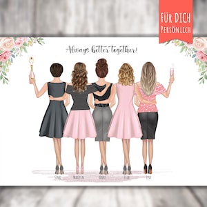 Poster &quot;BFF 5 Best Friends&quot; personalized, personalized gift, girlfriend, best friends, best sisters, 5 best friends gift