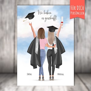 Poster „Abschluß geschafft“ personalisiert, Universitätsabschluß, Bachelor, Bacherlorette, Arzttitel, Lehrerin, Juristin etc., Abitur