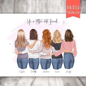 Personalized poster &quot;BFF 5 Best Friends&quot;, personalized gift, girlfriend, best friends, best sisters, my best friend