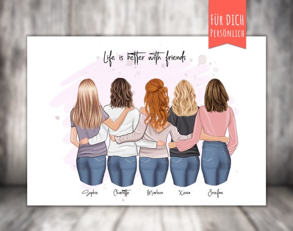 Zelfrespect Terug kijken Pessimist Buy Poster bff 5 Best Friends Personalized Online in India - Etsy