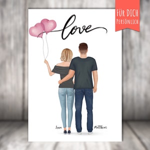 personalized picture partner picture, I love you, girlfriend/boyfriend, man + woman, couple picture, gift for lovers, boyfriend gift