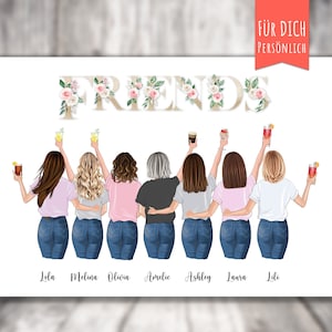 Personalized BFF 7 Best Friends Poster, personalized gift, girlfriend, best friends, life is better with friends