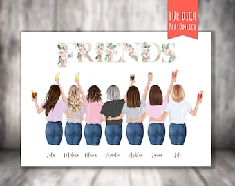 Personalized BFF 7 Best Friends Poster, personalized gift, girlfriend, best friends, life is better with friends