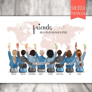 Poster &quot;BFF 8 Best Friends&quot; personalized, personalized gift, girlfriend, best friends, Life is better with friends, eight women picture