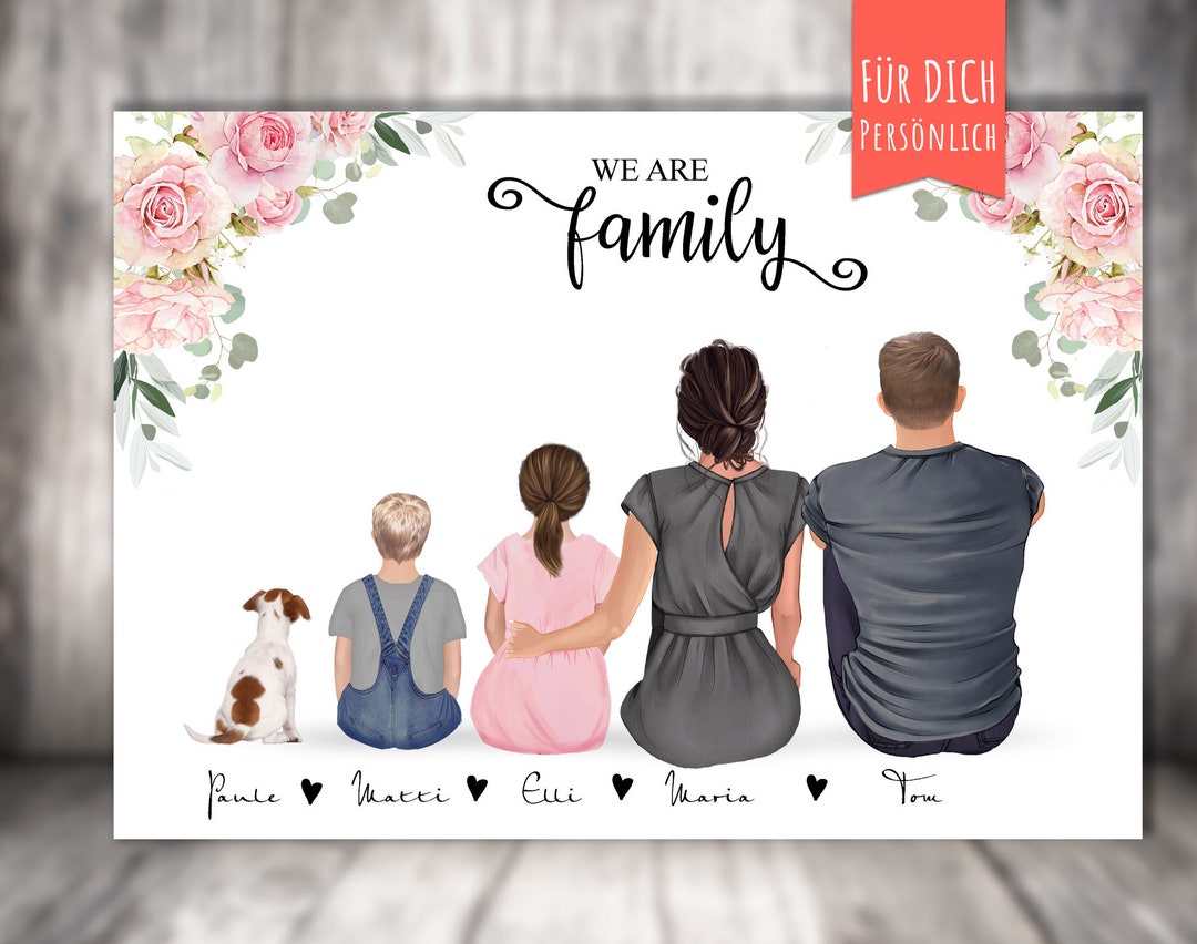 Personalized Family Poster, Family Photo Gift, Featuring Mom, Dad, Dog ...