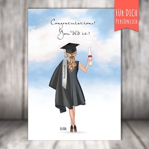 Poster „Abschluß geschafft“ personalisiert, Universitätsabschluß, Bachelor, Abitur, Bacherlorette, Lehrerin, Juristin etc., png Druck