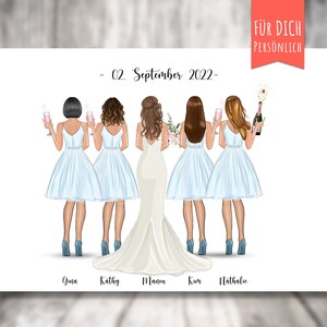 Poster “BFF 5 Best Friends” personalized, personalized gift, personalized gift bride and 4 bridesmaids,