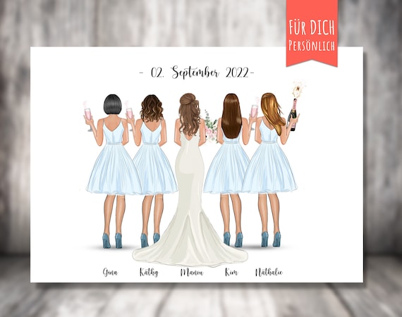 Personalized "bff 5 Best Friends" Poster, Personalized Gift, Personalized Gift for the Bride and 4 Bridesmaids. - Etsy Personalized "bff 5 Best Friends" Poster, Personalized Gift, Personalized Gift for the Bride and 4 Bridesmaids. - Etsy