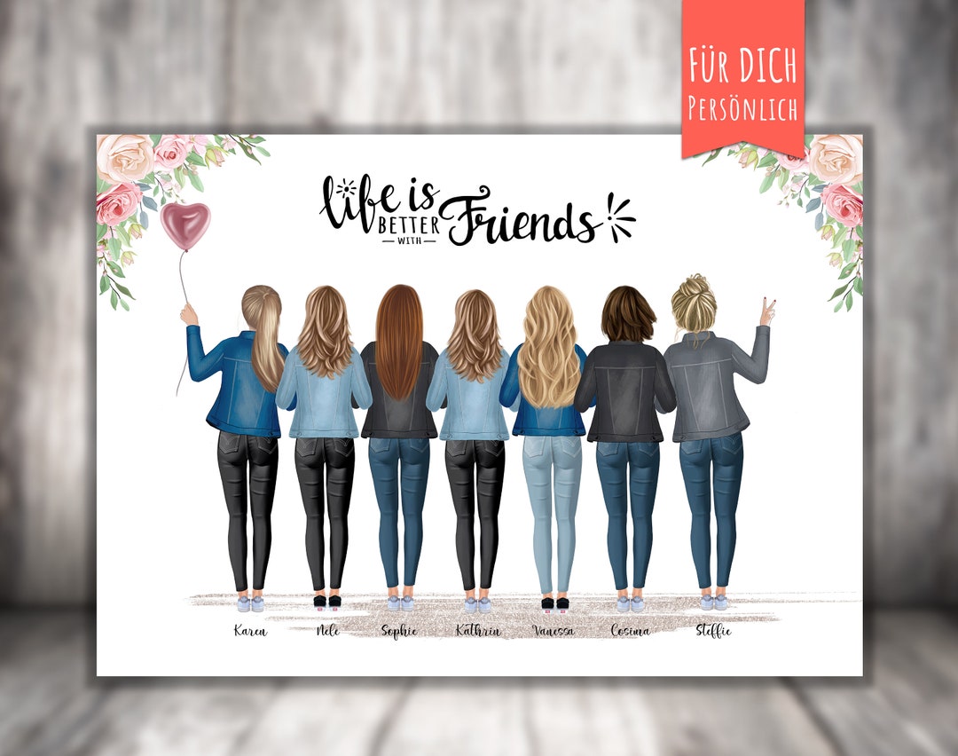 Personalized BFF 7 Best Friends Poster, Personalized Gift, Girlfriend ...