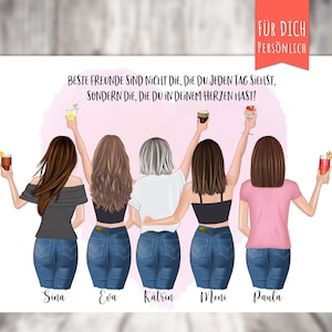 Poster &quot;BFF 5 Best Friends&quot; personalized, personalized gift, girlfriend, best friends, best sisters, 5 best friends gift