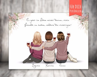 BFF 3 Best Friends&quot; personalized, personalized gift, girlfriend, best friends, 3 friends picture, print, PDF or png, better together