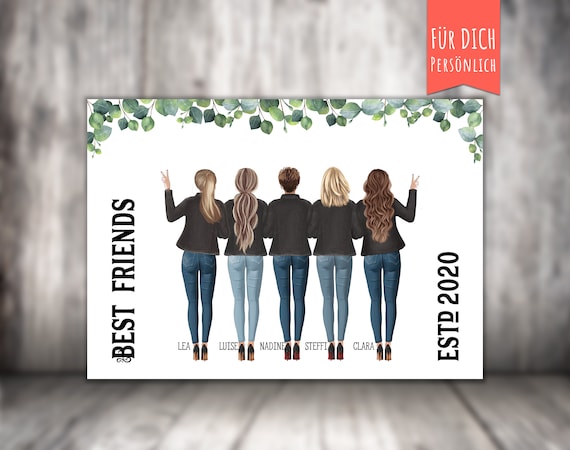 5 Best Friends Gift Personalized Best Friends Print 