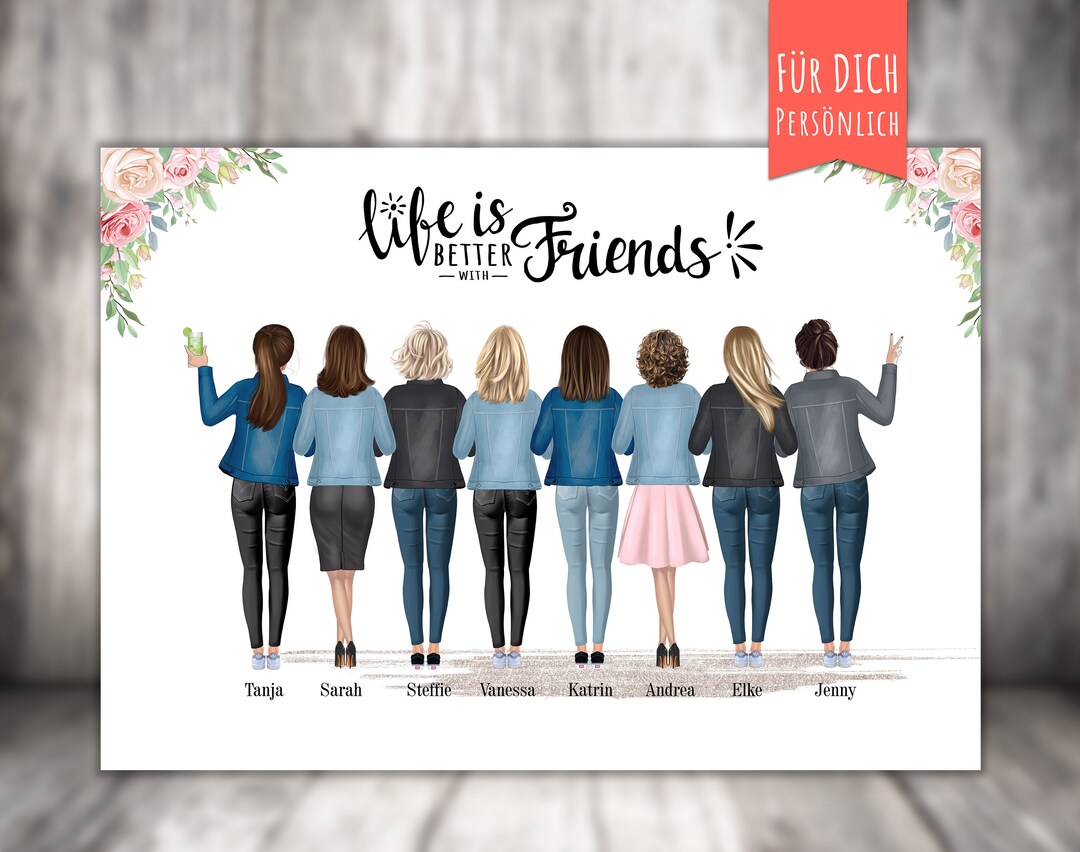 Poster “BFF 8 Best Friends” Personalized, Personalized Gift, Girlfriend ...