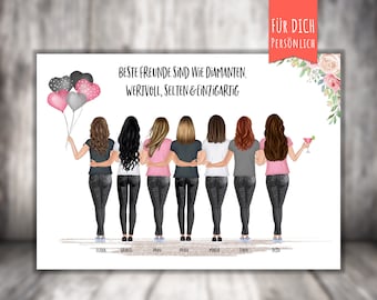 Personalized BFF 7 Best Friends Poster, personalized gift, girlfriend, best friends, life is better with friends
