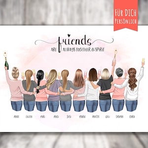 Poster “BFF 10 Best Friends” personalized, personalized gift, girlfriend, best friends, Life is better with friends,