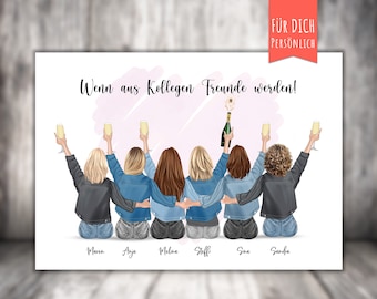 Poster &quot;BFF 6 Best Friends&quot; personalized, personalized gift, girlfriend, best friends, personalized gift best friends