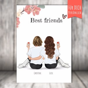Poster &quot;BFF Best Friends&quot; personalized for you with name, text and personality, personalized gift, best friends forever