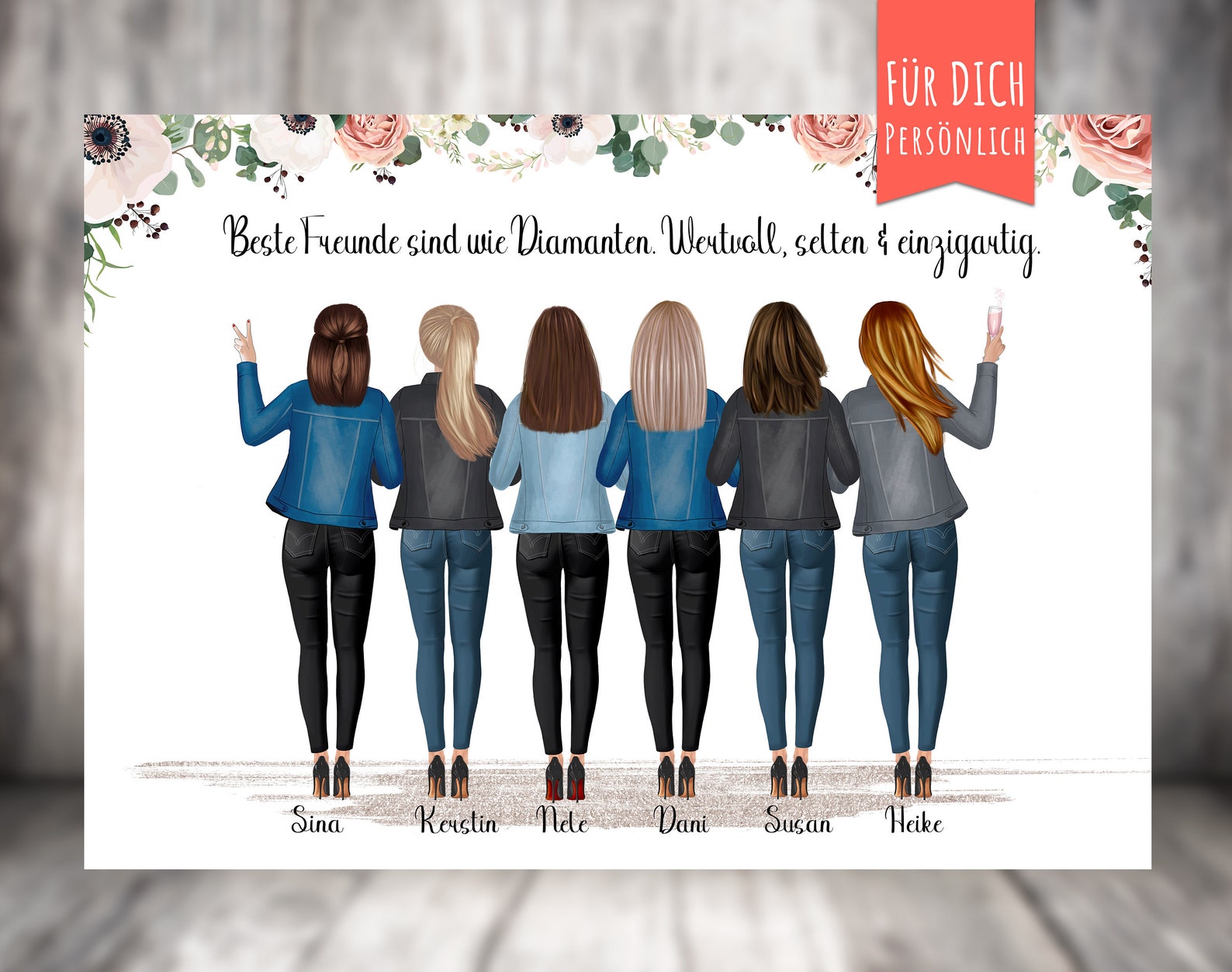 Poster “BFF 6 Best Friends” Personalized, Personalized Gift, Girlfriend ...